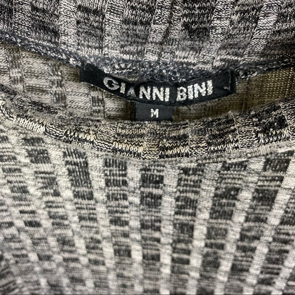 Gianni Bini Heather Gray Ribbed Knit Elbow Cutouts Long Sleeve Shift Dress M - Picture 6 of 6